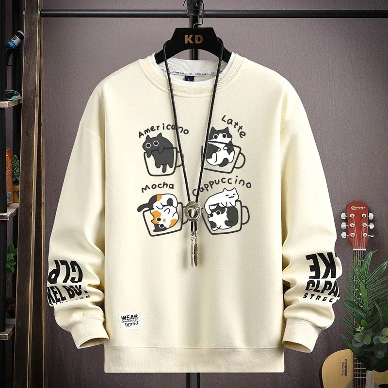 Haruko | Mens Cartoon Cat Sweatshirt