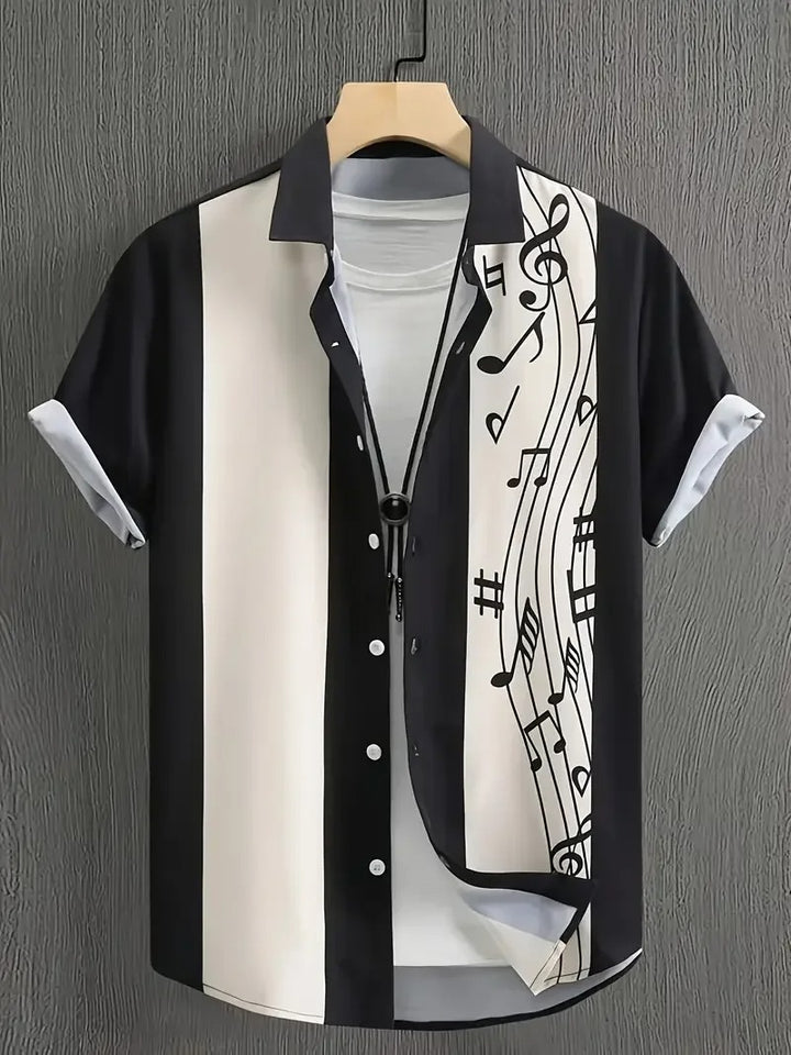 Kurohana | Vintage vzor Krátký rukáv Ležérní košile na knoflíky