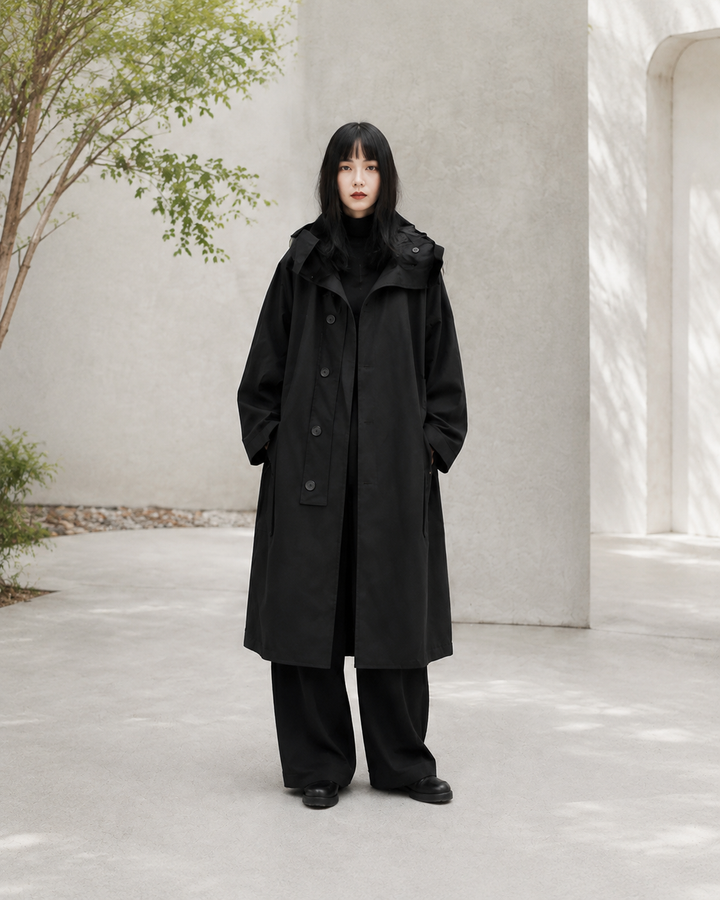 Japanese Trench Coat with Hood