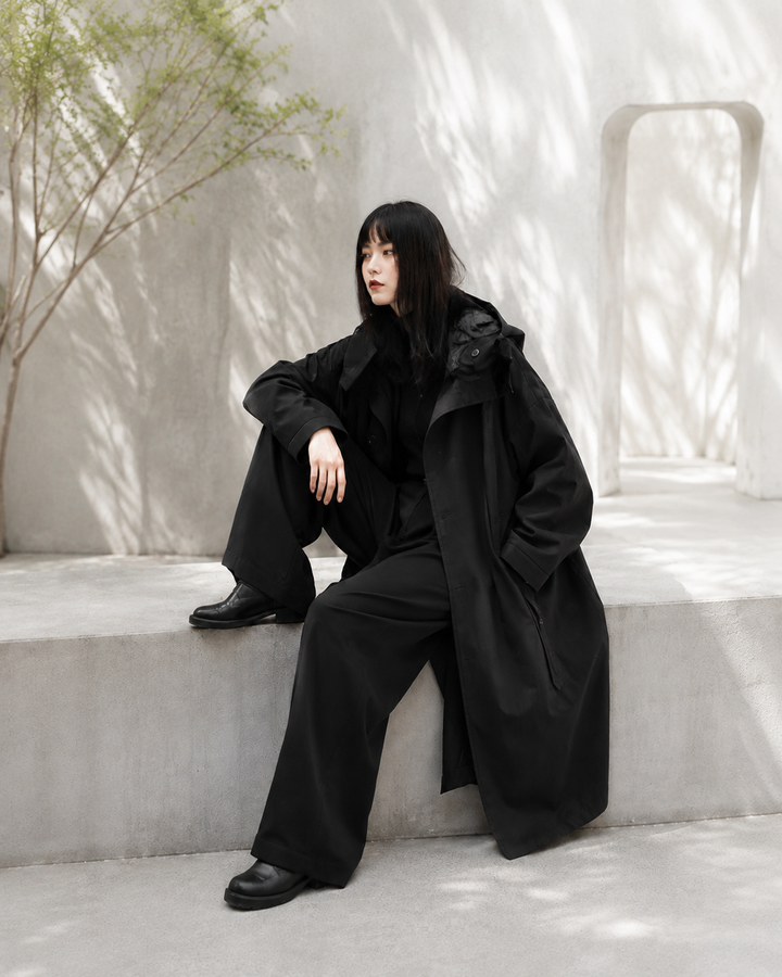 Japanese Trench Coat with Hood