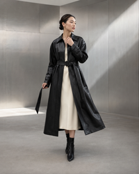 Faux Leather Japanese Trench Coat