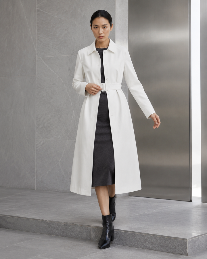 Faux Leather Japanese Trench Coat