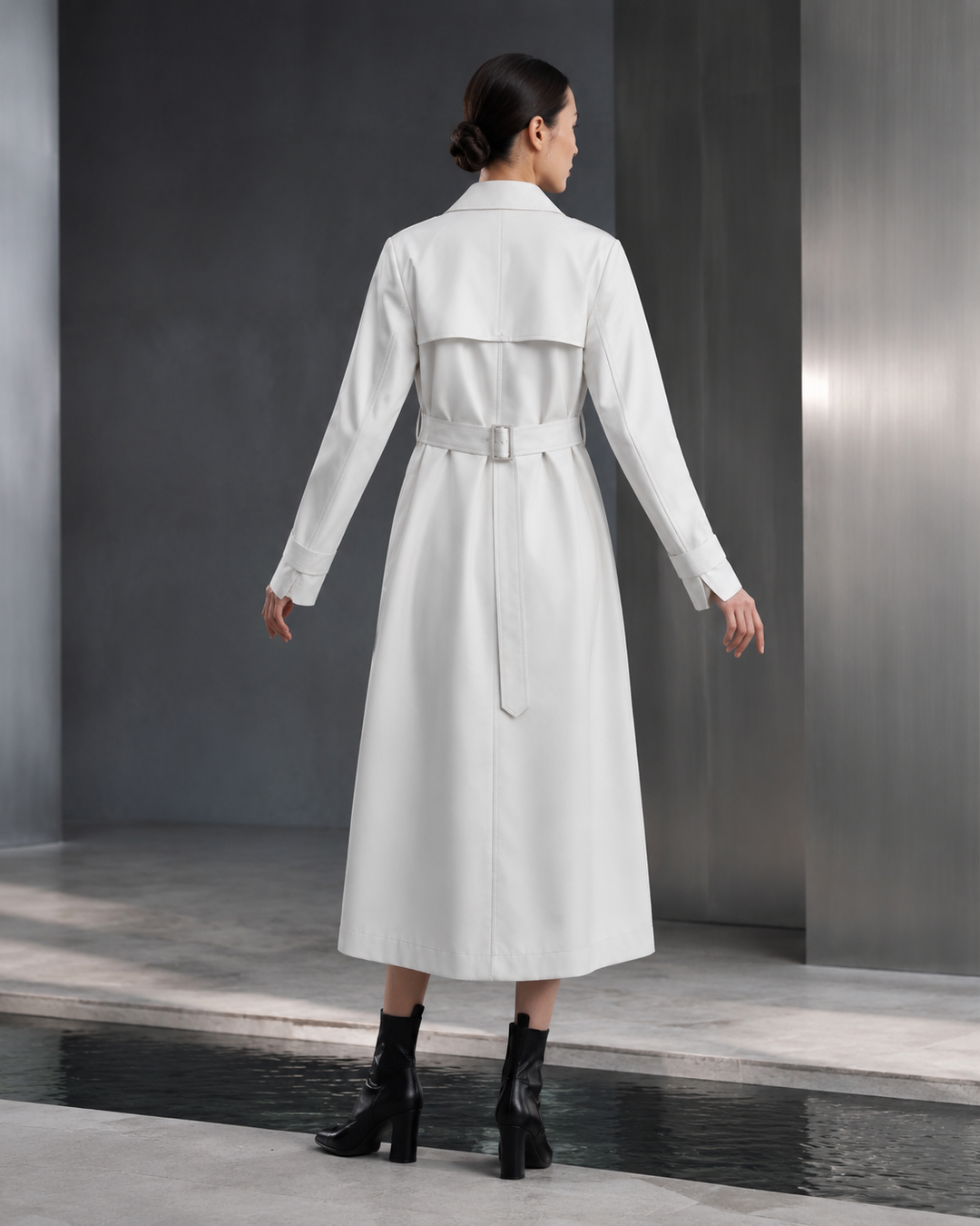 Faux Leather Japanese Trench Coat