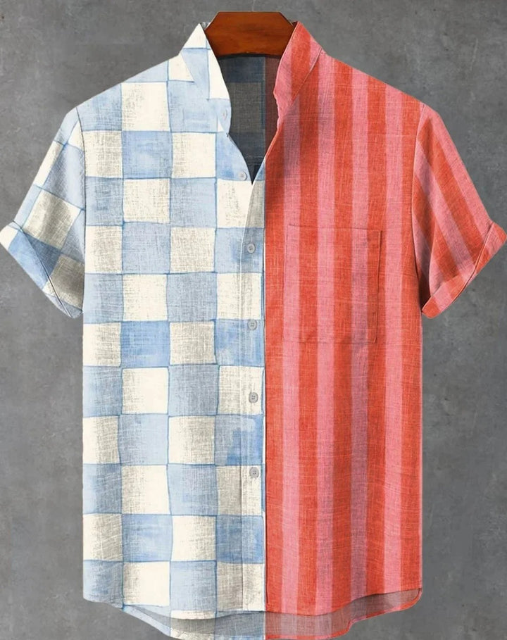 Natsumi | Abstract Patchwork Linen Beach Shirt