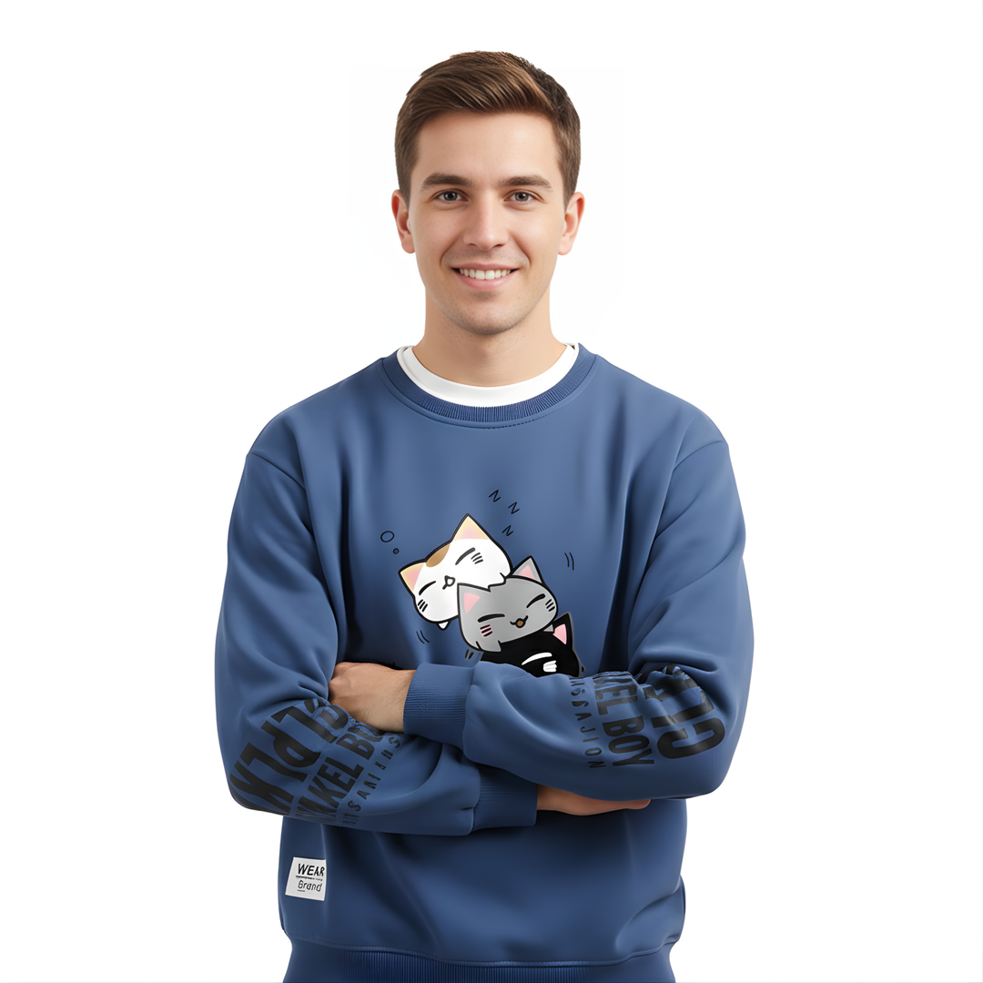 Haruko | Mens Cartoon Cat Sweatshirt