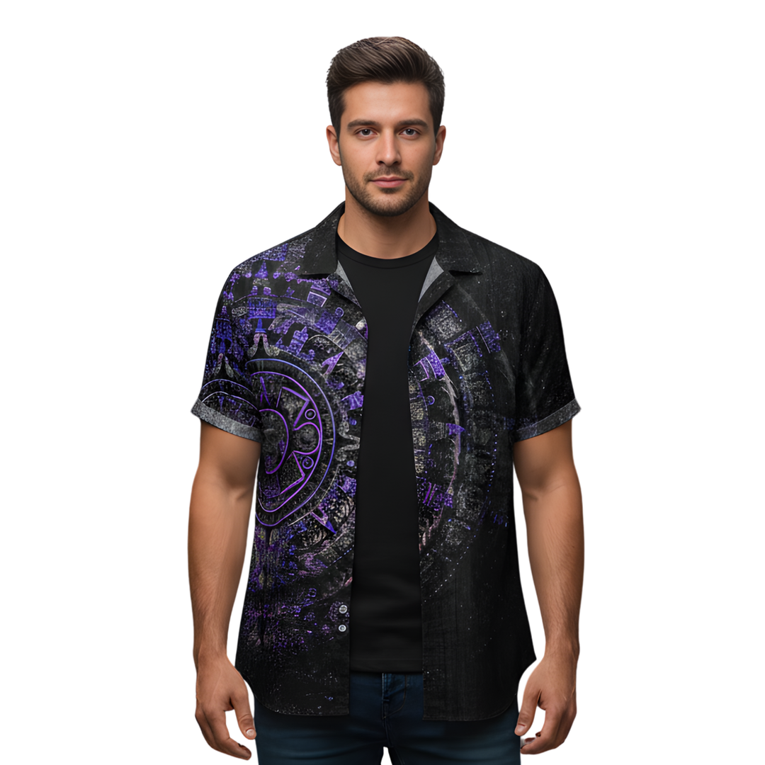 Akatsuki | Retro Totem Print Casual Short Sleeve Shirt