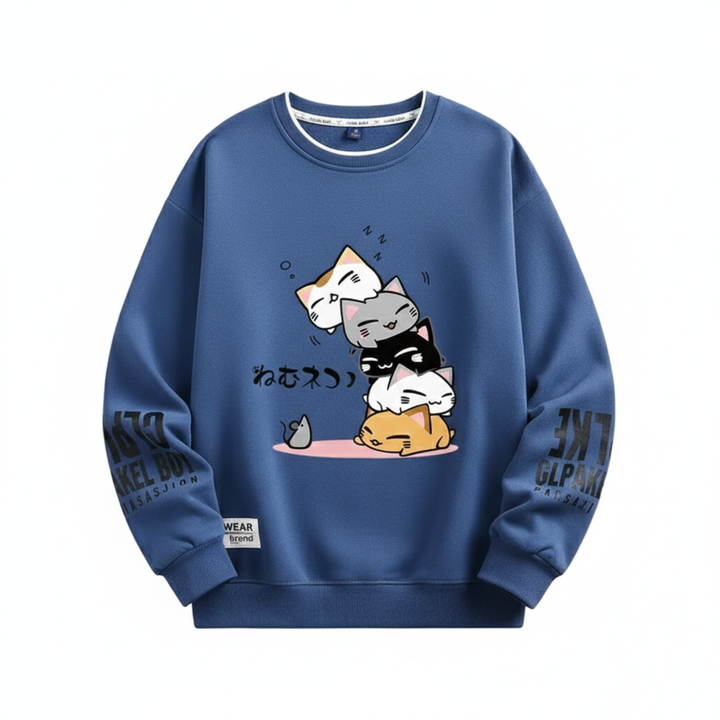 Haruko | Mens Cartoon Cat Sweatshirt