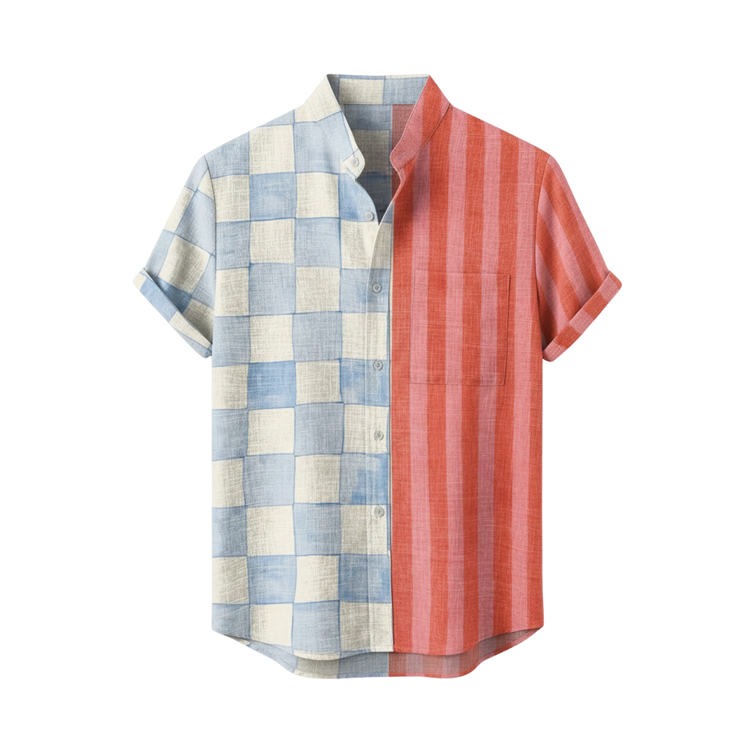 Natsumi | Abstract Patchwork Linen Beach Shirt