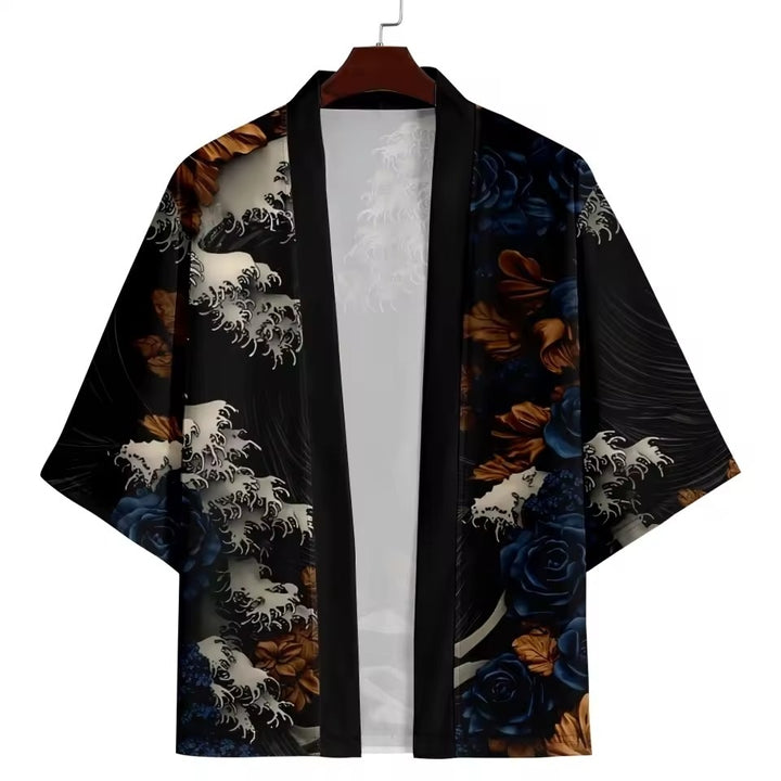Raizan | Ukiyo-e Wave Kimono Cardigan