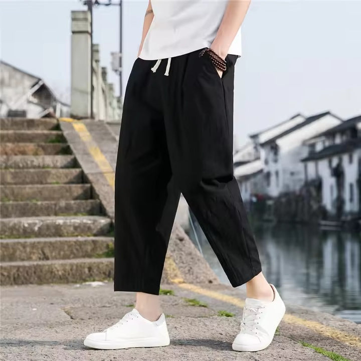 Ren | Loose Fit Linen Trousers for Men – Breathable Wide-Leg Spring Pants