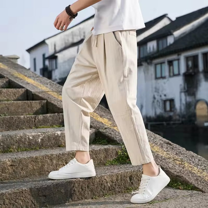 Ren | Loose Fit Linen Trousers for Men – Breathable Wide-Leg Spring Pants