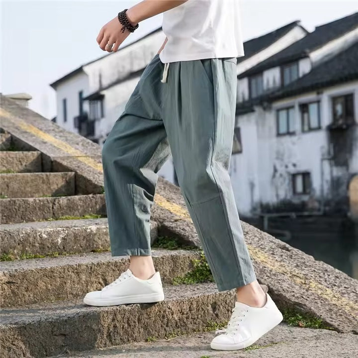 Ren | Loose Fit Linen Trousers for Men – Breathable Wide-Leg Spring Pants