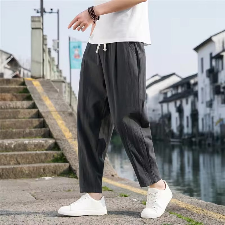 Ren | Loose Fit Linen Trousers for Men – Breathable Wide-Leg Spring Pants