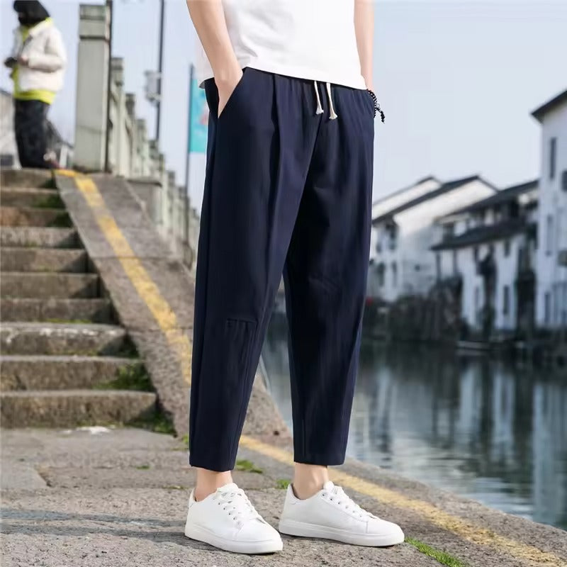 Ren | Loose Fit Linen Trousers for Men – Breathable Wide-Leg Spring Pants