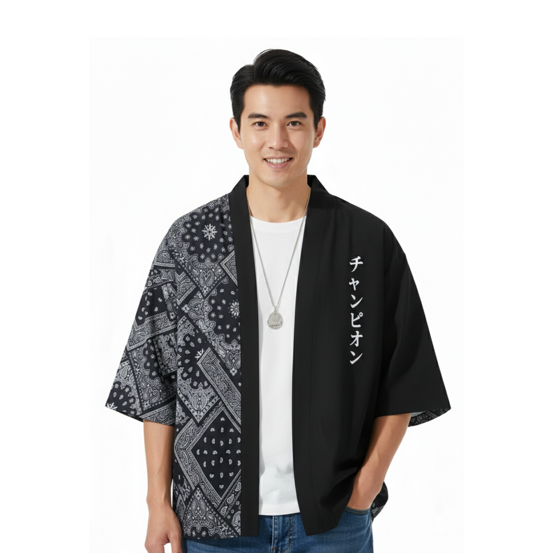 Kiyora | Mens Kimono Style Print Shirt