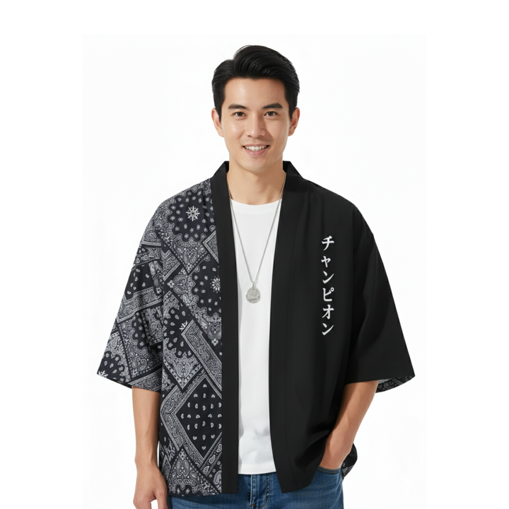 Kiyora | Mens Kimono Style Print Shirt