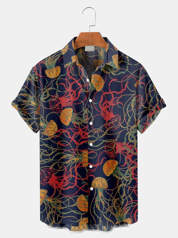 Umikaze | Sea Life Print Summer Button-Down Shirt