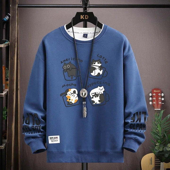 Haruko | Mens Cartoon Cat Sweatshirt