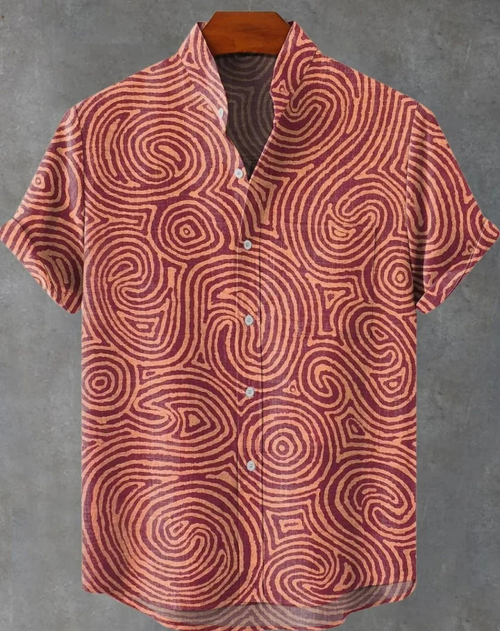 Natsumi | Abstract Patchwork Linen Beach Shirt