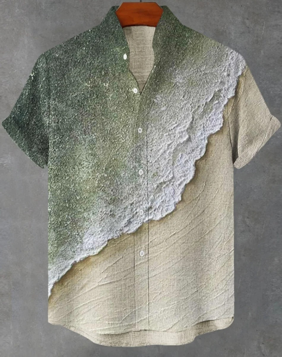 Natsumi | Abstract Patchwork Linen Beach Shirt