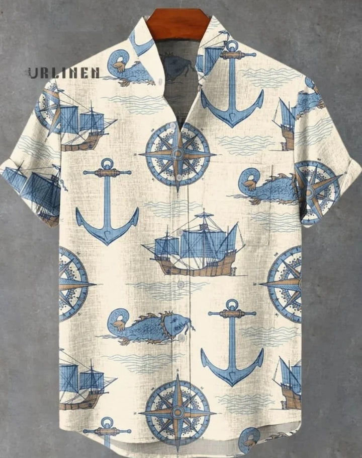 Natsumi | Abstract Patchwork Linen Beach Shirt