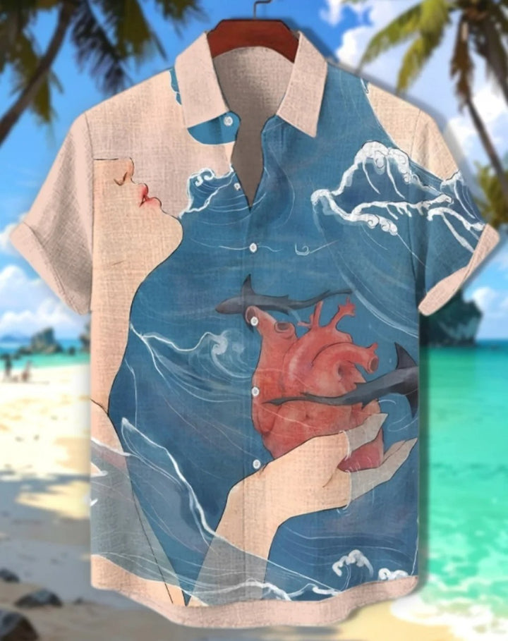 Natsumi | Abstract Patchwork Linen Beach Shirt