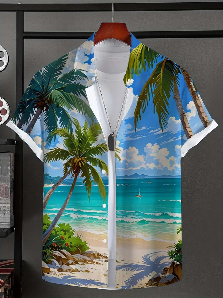 Taiyōkai | Tropical Sunset Beach Button-Up Shirt