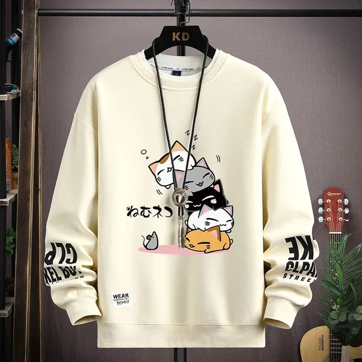 Haruko | Mens Cartoon Cat Sweatshirt