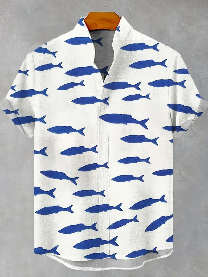 Umikaze | Sea Life Print Summer Button-Down Shirt