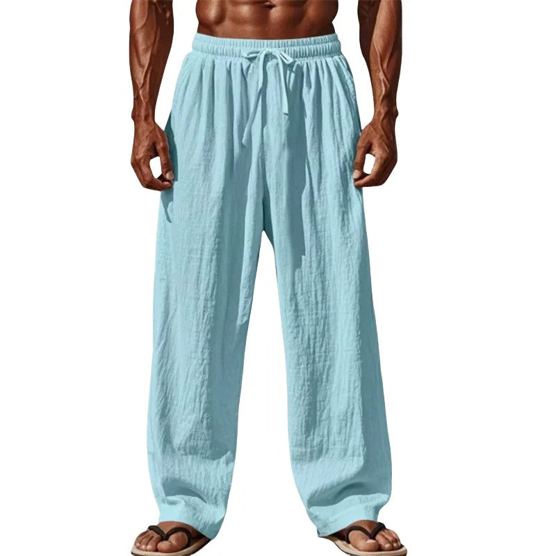 Kaizen | Straight-Leg Linen Casual Drawstring Pants