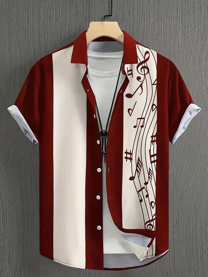 Kurohana | Vintage vzor Krátký rukáv Ležérní košile na knoflíky
