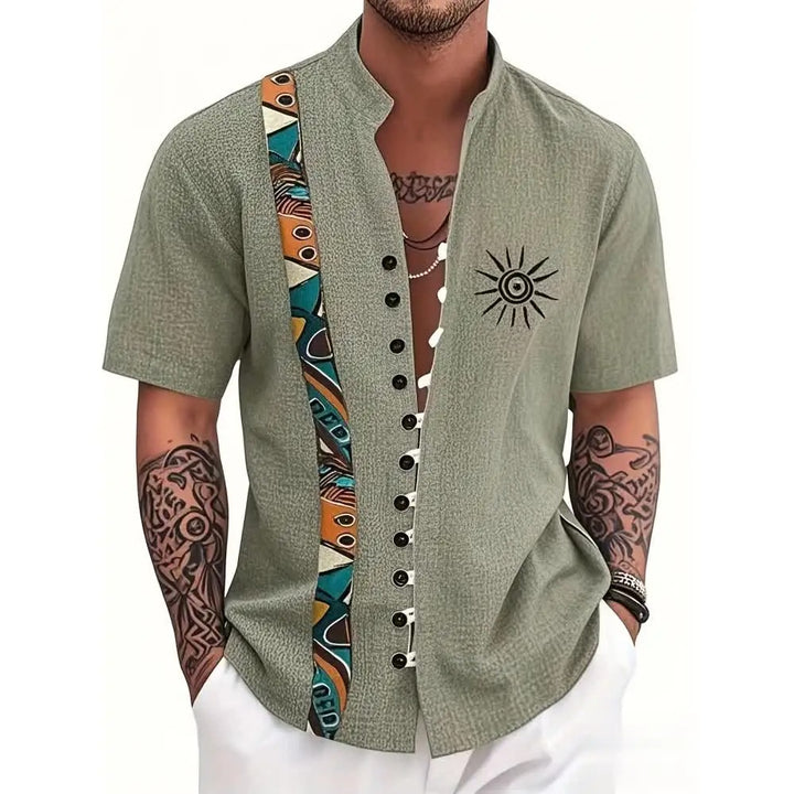 Seijun | Totem Linen Blend Short Sleeve Button Shirt
