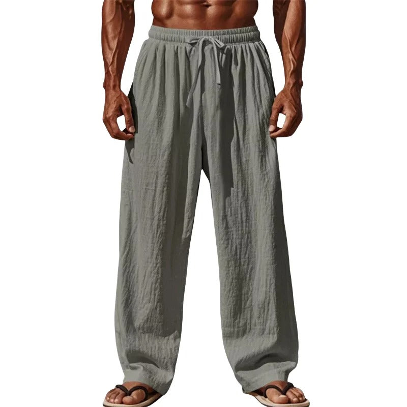 Kaizen | Straight-Leg Linen Casual Drawstring Pants