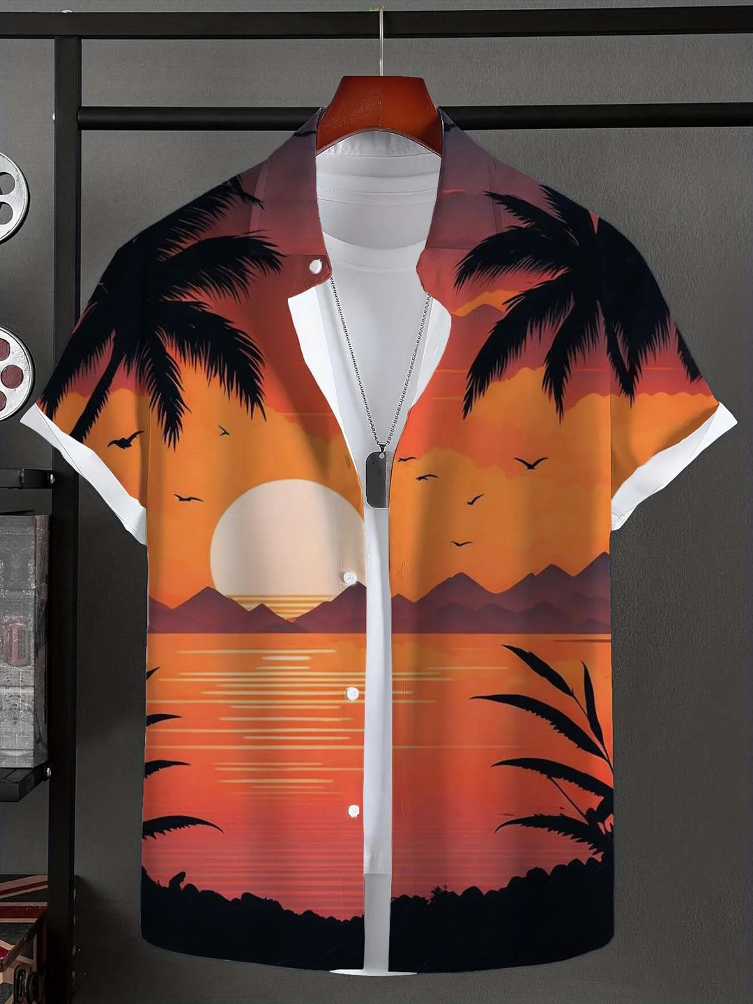 Taiyōkai | Tropical Sunset Beach Button-Up Shirt