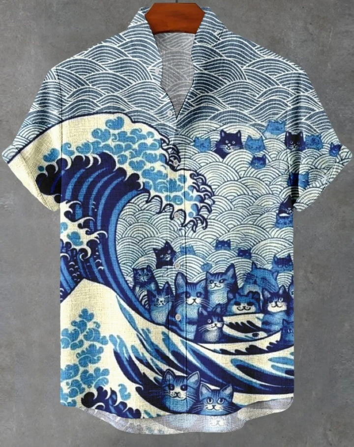 Natsumi | Abstract Patchwork Linen Beach Shirt