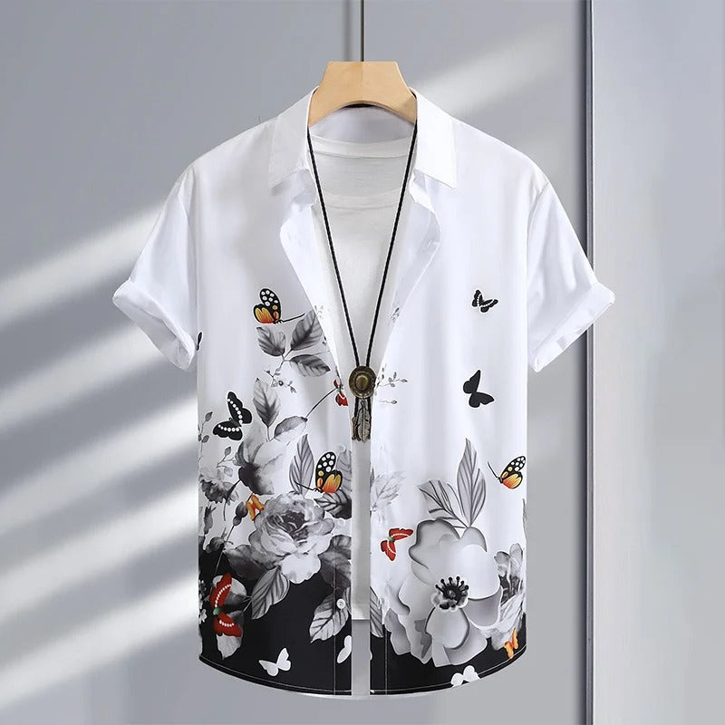 Yamato | Graffiti Floral Summer Button-Up Shirt