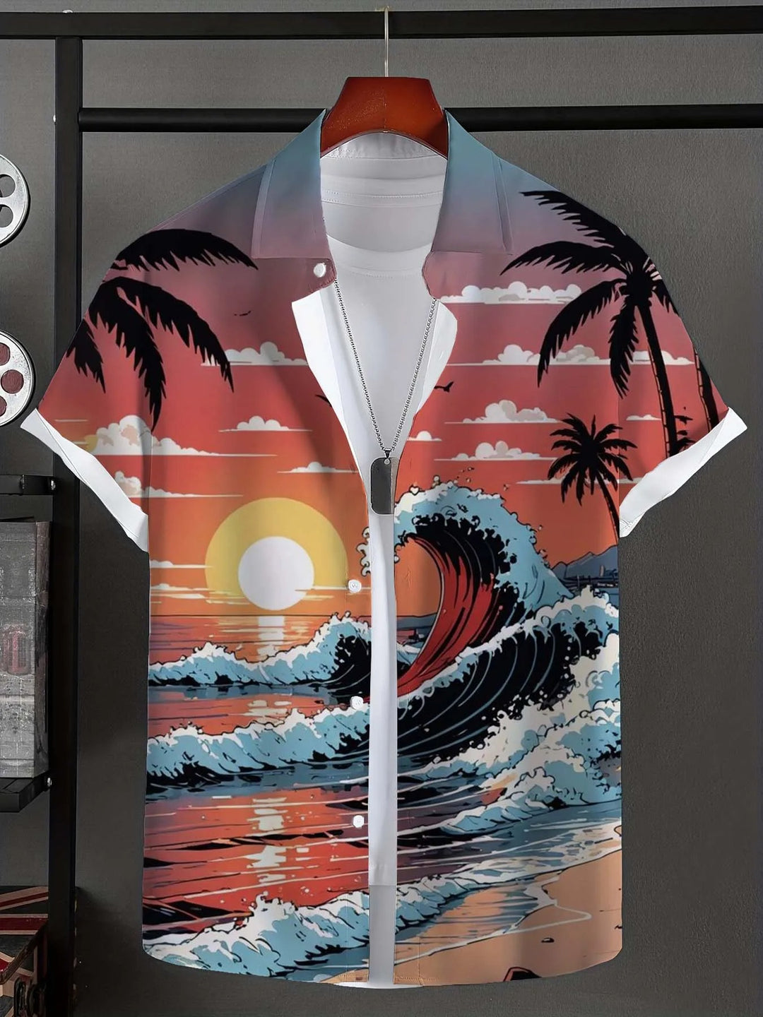 Taiyōkai | Tropical Sunset Beach Button-Up Shirt