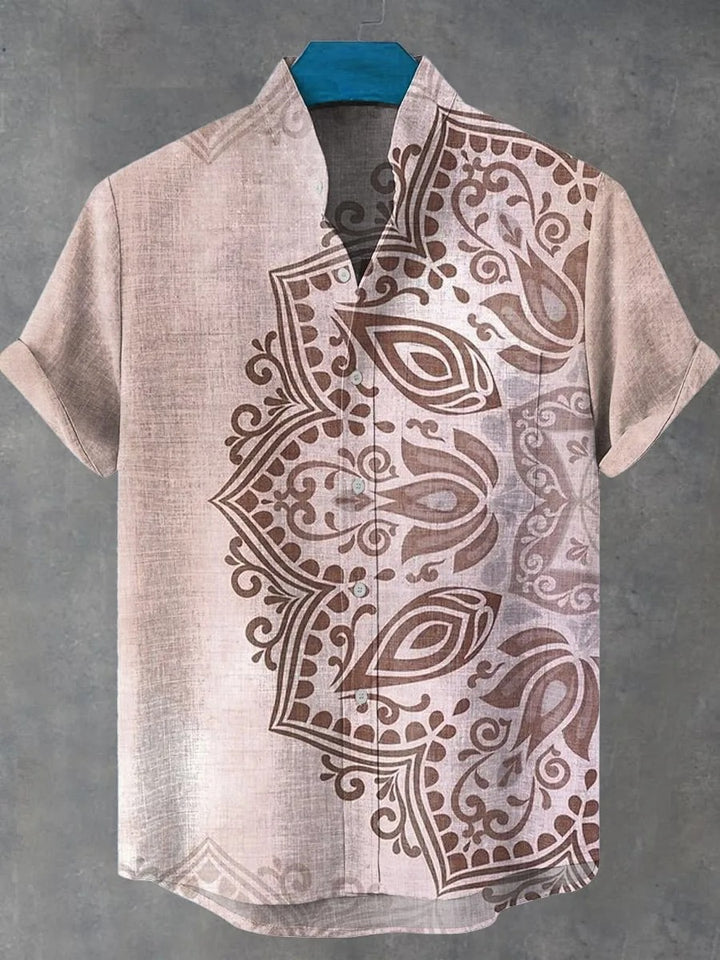 Akatsuki | Retro Totem Print Casual Short Sleeve Shirt