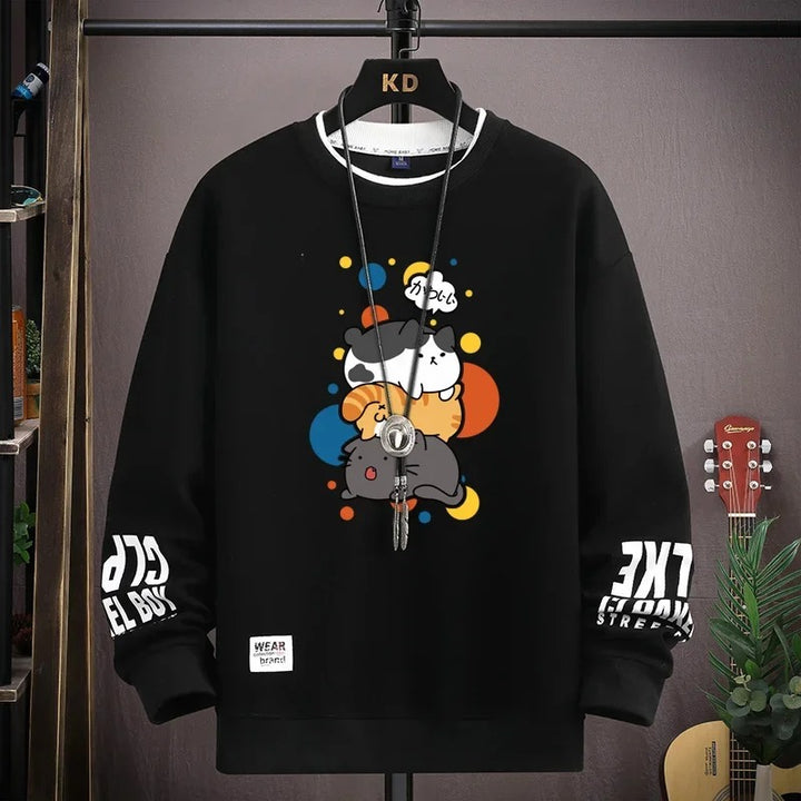 Haruko | Mens Cartoon Cat Sweatshirt