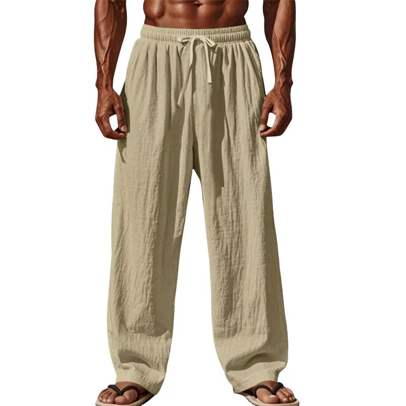 Kaizen | Straight-Leg Linen Casual Drawstring Pants