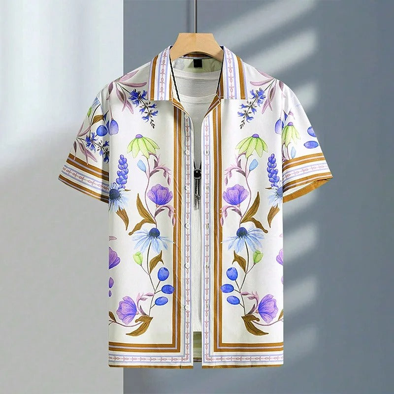 Yamato | Graffiti Floral Summer Button-Up Shirt