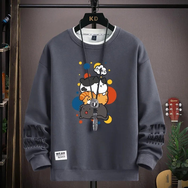 Haruko | Mens Cartoon Cat Sweatshirt