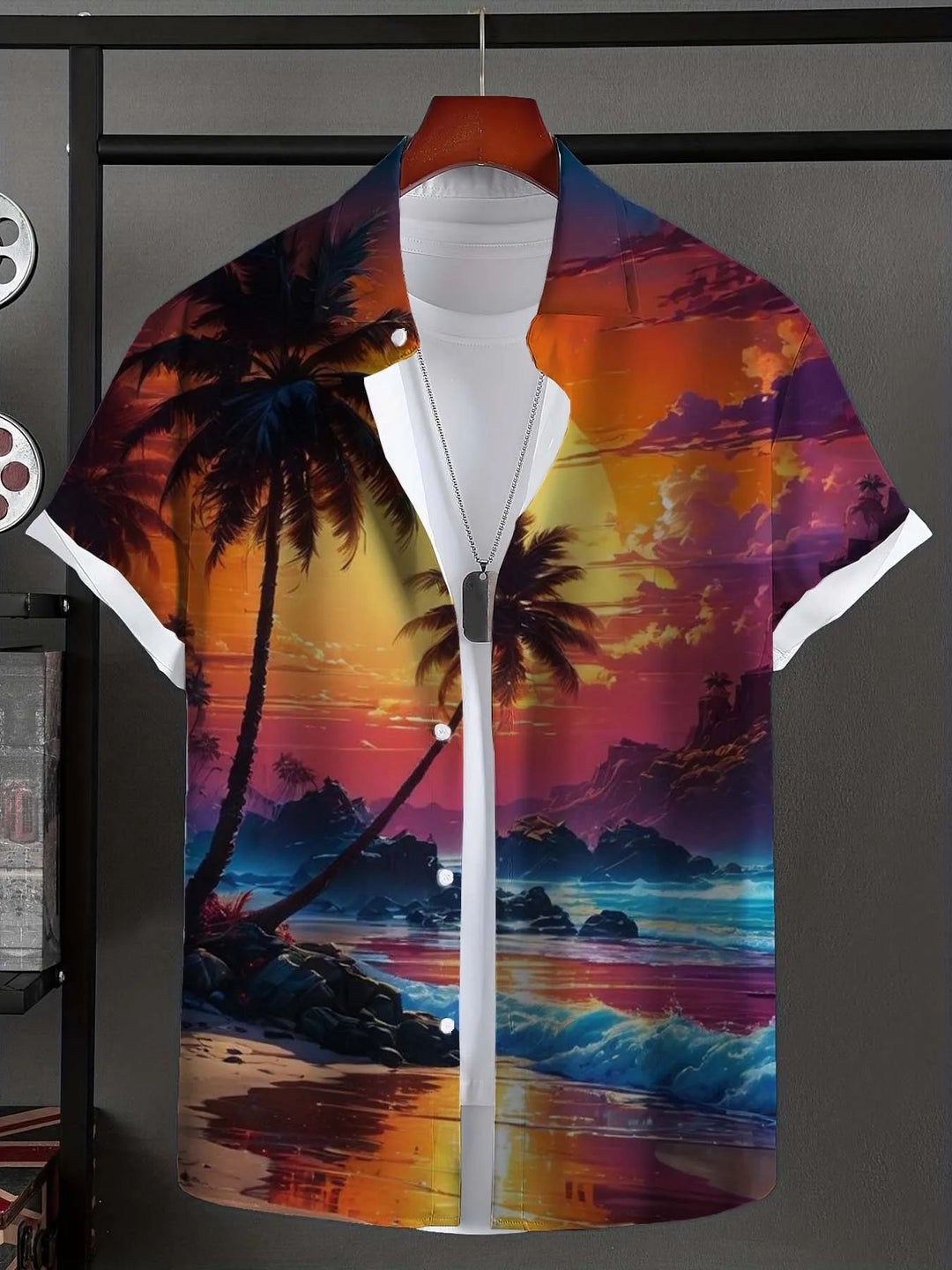 Taiyōkai | Tropical Sunset Beach Button-Up Shirt