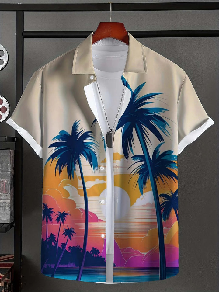 Taiyōkai | Tropical Sunset Beach Button-Up Shirt