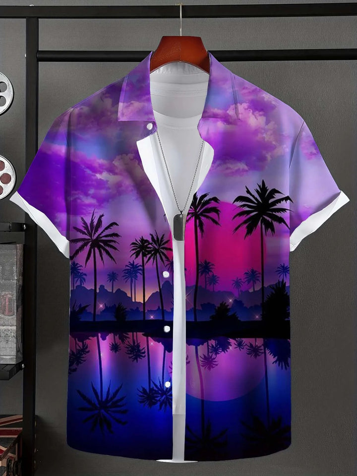 Taiyōkai | Tropical Sunset Beach Button-Up Shirt