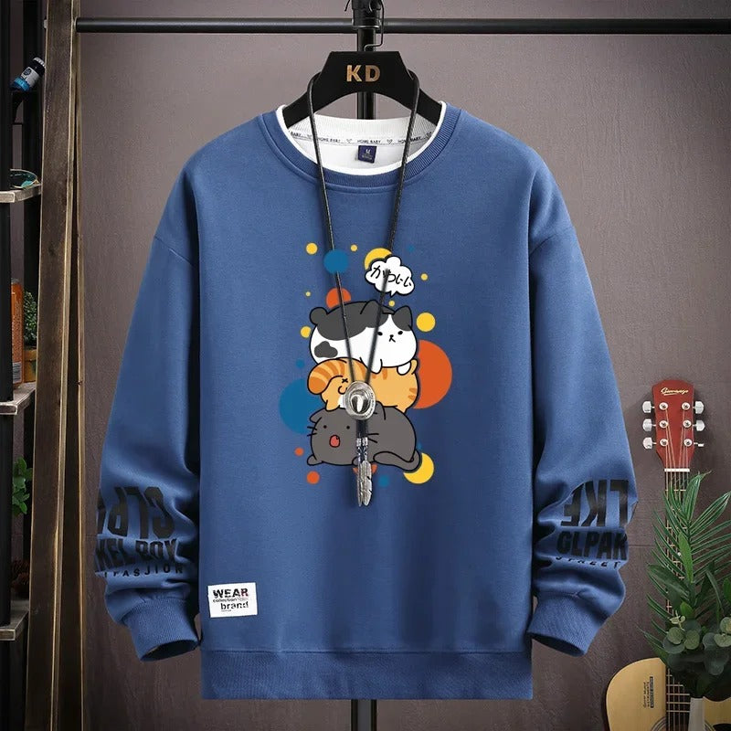 Haruko | Mens Cartoon Cat Sweatshirt