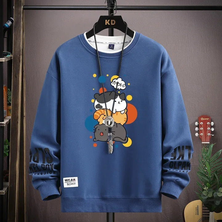 Haruko | Mens Cartoon Cat Sweatshirt