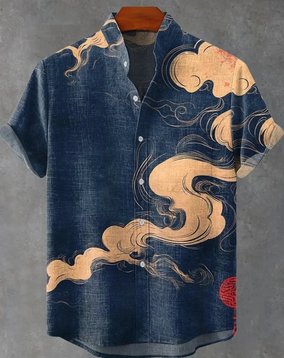 Natsumi | Abstract Patchwork Linen Beach Shirt