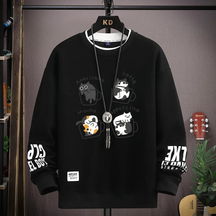 Haruko | Mens Cartoon Cat Sweatshirt